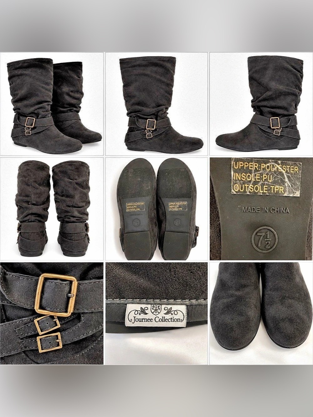 Journee Collection Jayne Slouch Mid-Calf Boots Black US 7.5